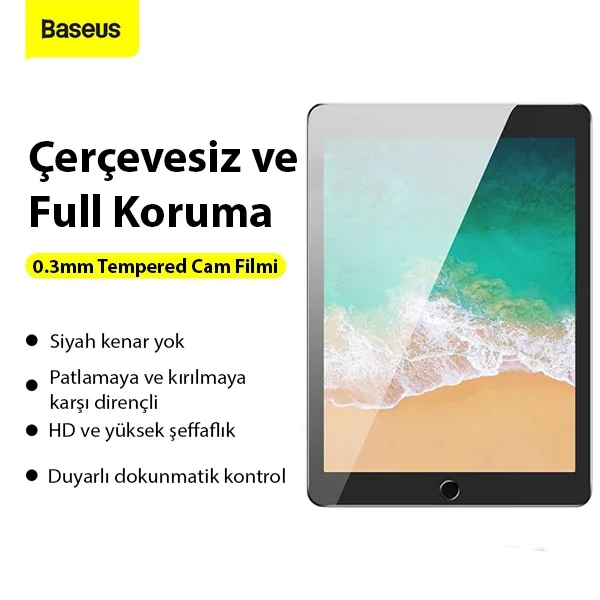 Baseus iPad 9.7 2018 / 2017 / Pro 9.7 / Air 2 / Air Tempered Cam Ekran Koruyucu-1852