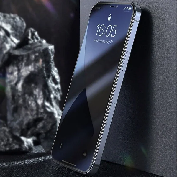 Baseus İPhone 12 Pro Max 6.7 023mm Anti Spy Çerçeveli Tempered Cam Ekran Koruyucu 2 Adet Set-1852