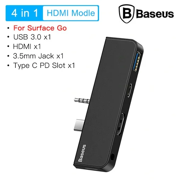 Baseus Multifunctional HUB Surface Go(Type-C+Audio to HD4K+USB3.0+Type-C(data)+Audiok-1852 Baseus Multifunctional HUB Surface Go(Type-C+Audio to HD4K+USB3.0+Type-C(data)+Audiok-1852