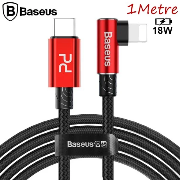 Baseus MVP Dirsek Tipi Type-C to iPhone PD 18W Hızlı Şarj Kablosu 1m - iPhone Şarj ve Veri Transferi