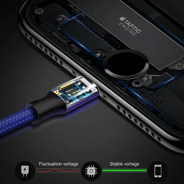 Baseus Rapid Series 2in1 İphone+ Micro Usb 3.0A Usb Kablo Şarj 120cm-1852