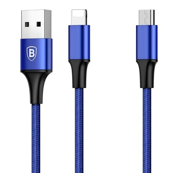 Baseus Rapid Series 2in1 İphone+ Micro Usb 3.0A Usb Kablo Şarj 120cm-1852