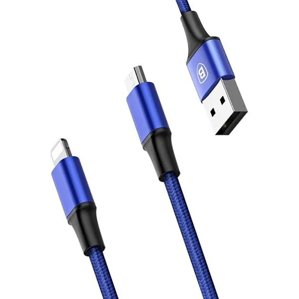 Baseus Rapid Series 2in1 İphone+ Micro Usb 3.0A Usb Kablo Şarj 120cm-1852