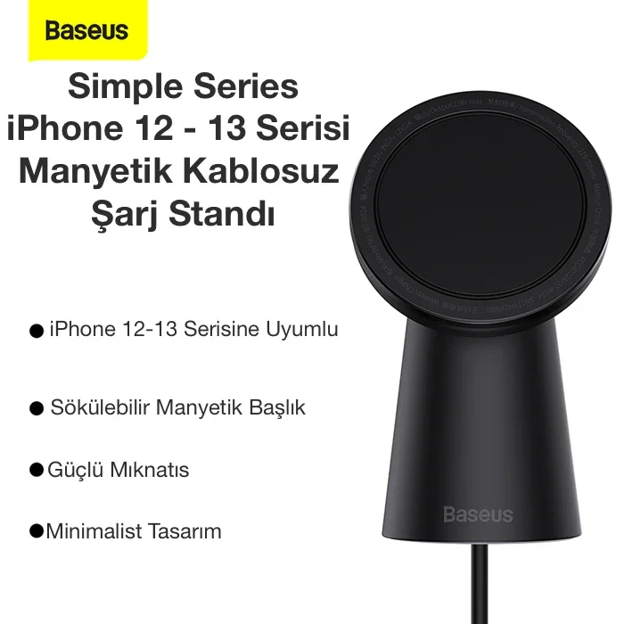 Baseus Simple iPhone 15-14 -13-12 Serisi Manyetik Kablosuz Şarj Standı-1852
