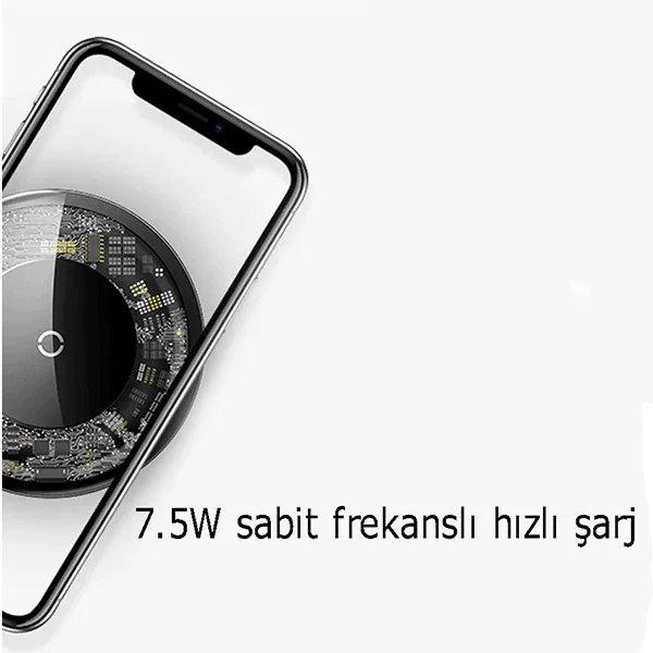 Baseus Simple Kristal 10W Qi Kablosuz Hızlı Şarj Cihazı - Şeffaf ve Universal