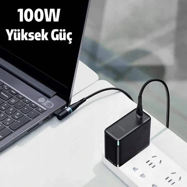 Baseus Zinc Manyetik Type-C to DC Square Portu Lenovo Laptop Şarj Kablosu 100W 2m-1852 Baseus Zinc Manyetik Type-C to DC Square Portu Lenovo Laptop Şarj Kablosu 100W 2m-1852
