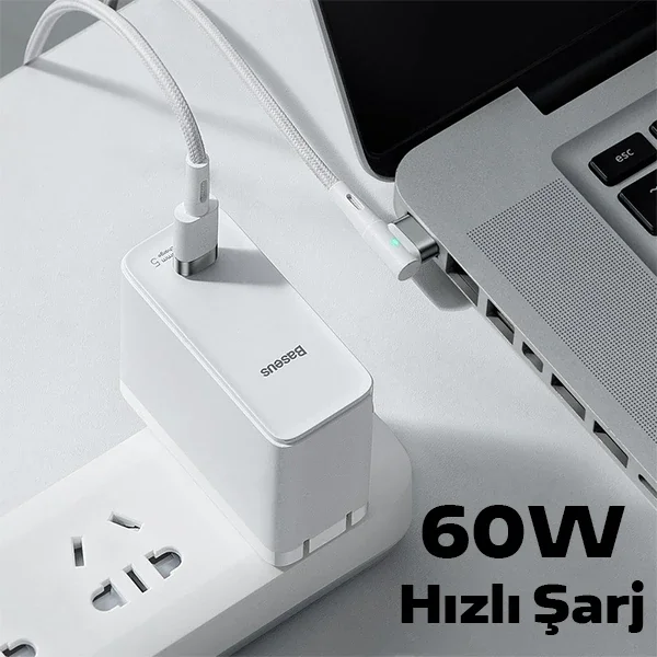 Baseus Zinc Manyetik L Uçlu 60W Macbook Hızlı Şarj Güç Kablosu 2m-1852 Baseus Zinc Manyetik L Uçlu 60W Macbook Hızlı Şarj Güç Kablosu 2m-1852