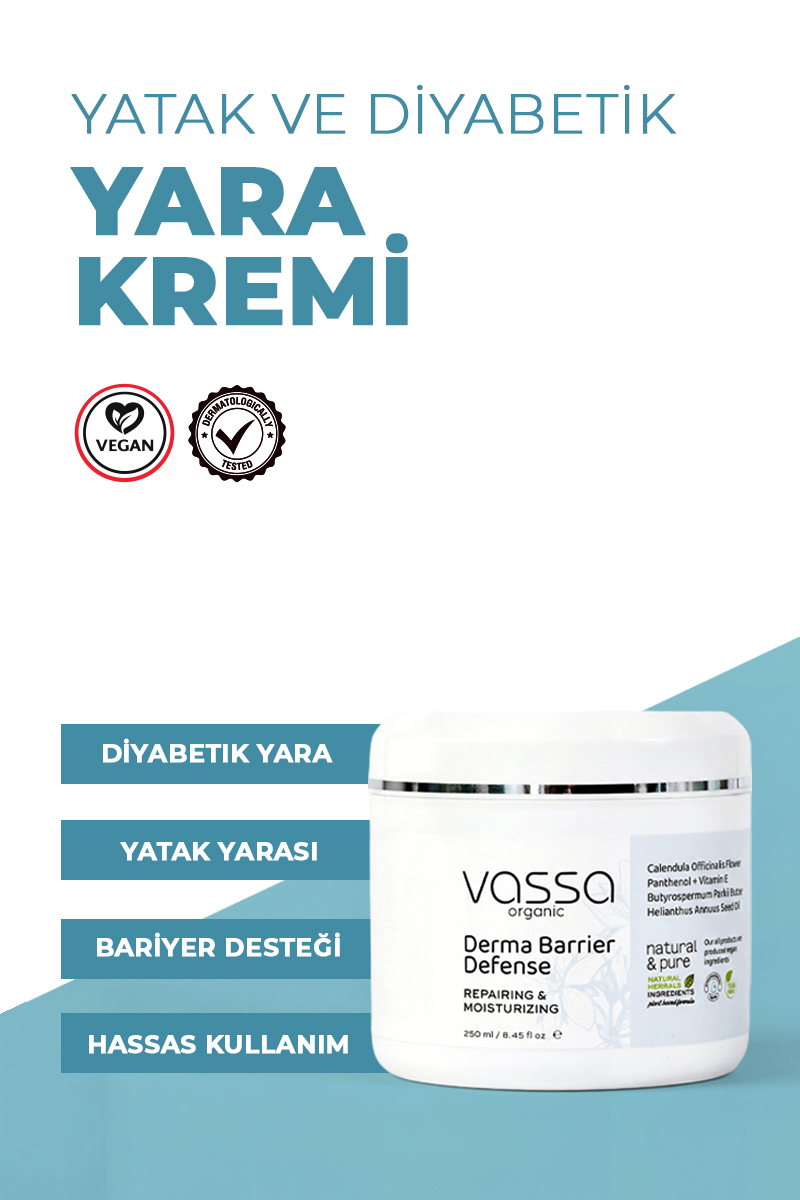 Bası ve Diyabetik Yaralar İçin Cilt Bariyerini Güçlendiren Bakım Kremi - Yatak Yarası Kremi 250 ml