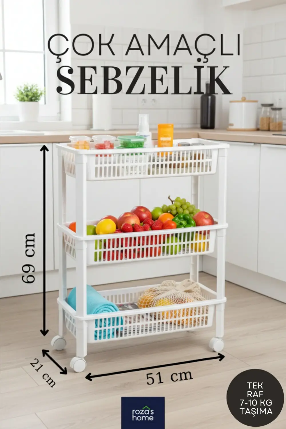 Basic 3 Katlı Düzenleyici 51 x 20,5 x 68,5 Cm Org-76