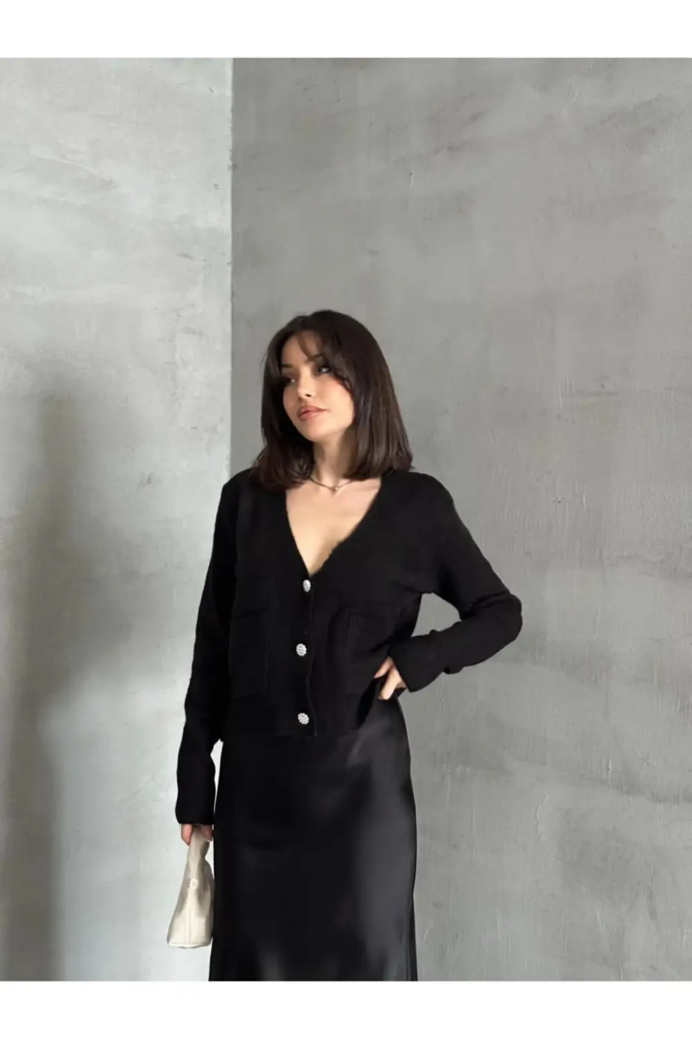 Basic düğme detay Hırka