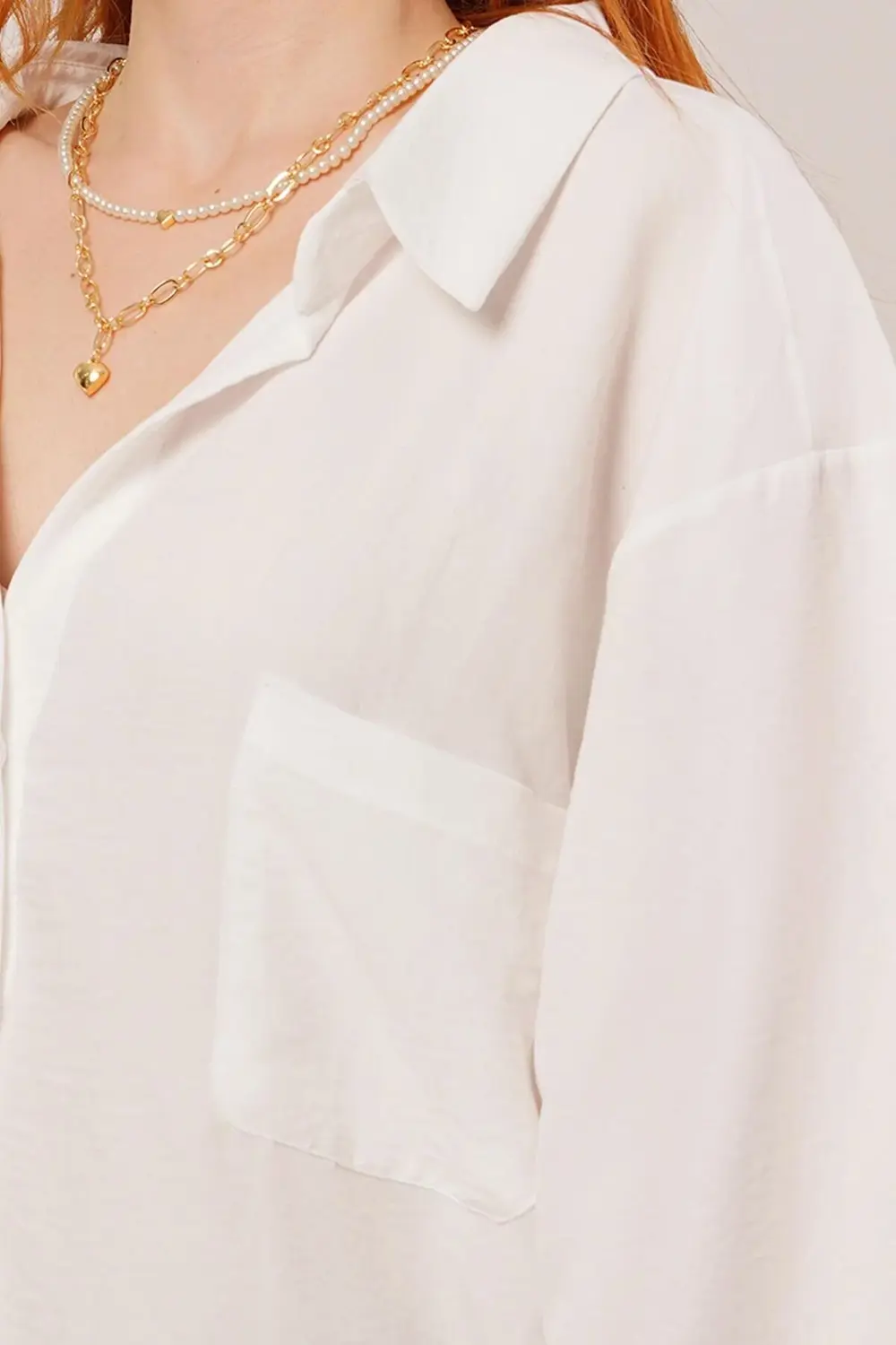 Basic Oversize Beyaz Gömlek