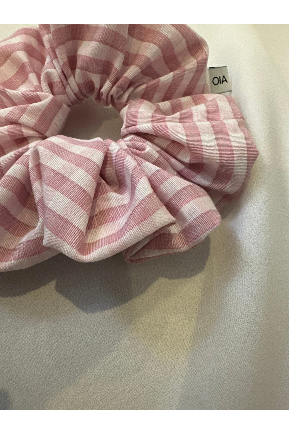 Basic Pembe Kareli Kalpli Scrunchie Lastik Toka 2 lİ Set