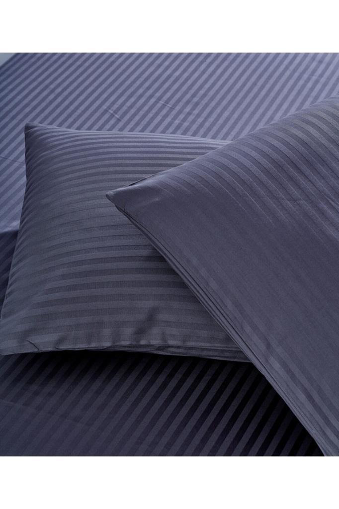Basic Stripe Çift Kişilik Fitted Micro Saten Çarşaf ve 2 Yastık K