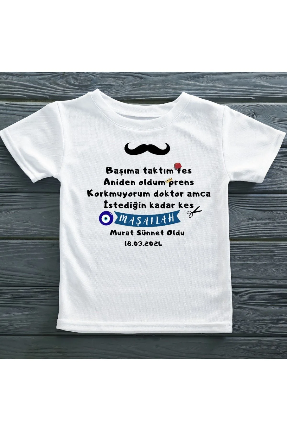 Başıma taktım fes Aniden Oldum Prens Sünnet oldu Yazılı Çocuk Tişörtü Başıma taktım fes Aniden Oldum Prens Sünnet oldu Yazılı Çocuk Tişörtü