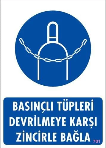 Basınçlı Tüpleri Devrilmeye Karşı Zincirle Uyarı Levhası 25x35 KOD: 701 Fiyatı, Yorumları ve Özellikleri