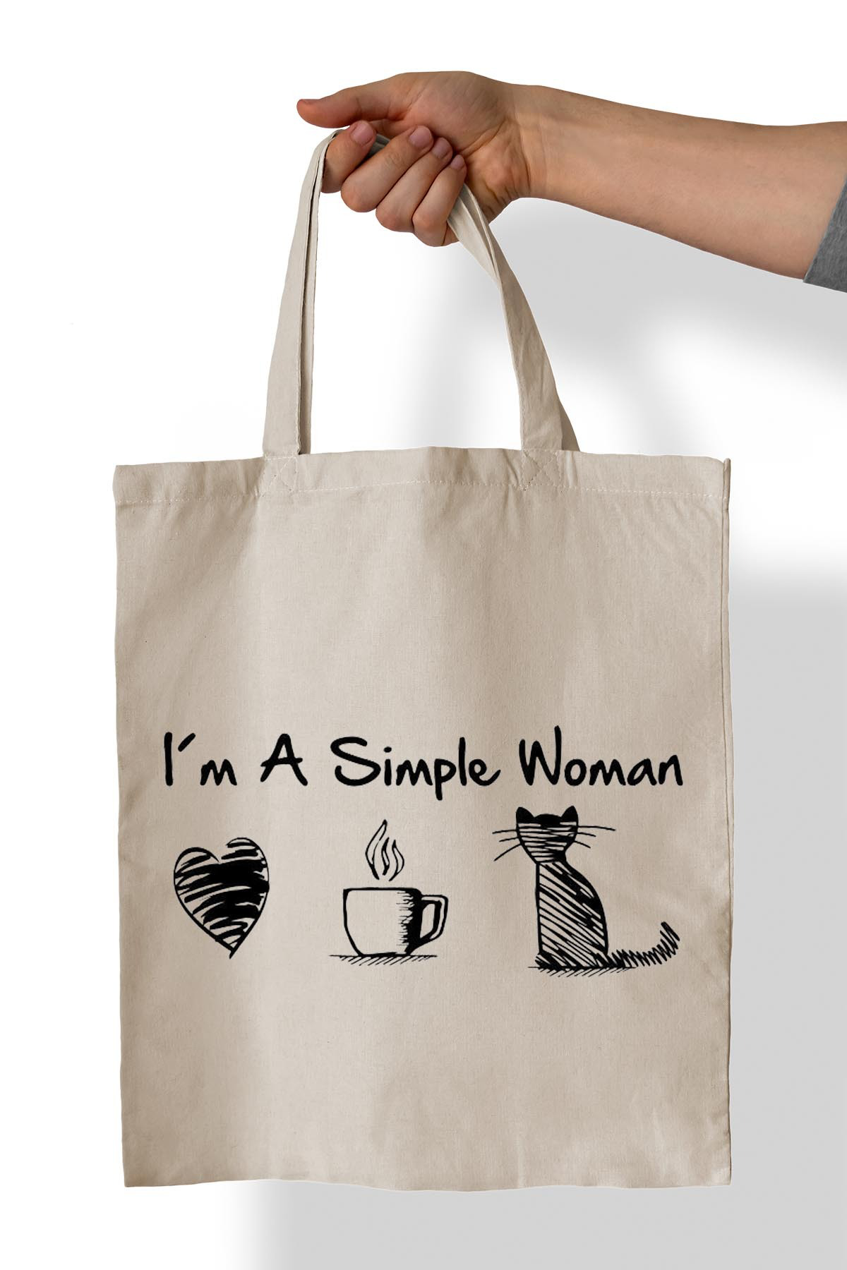 Remonz Basit Bir Kadinim Baskili %100 Pamuk 35X38 Cm Bez Çanta