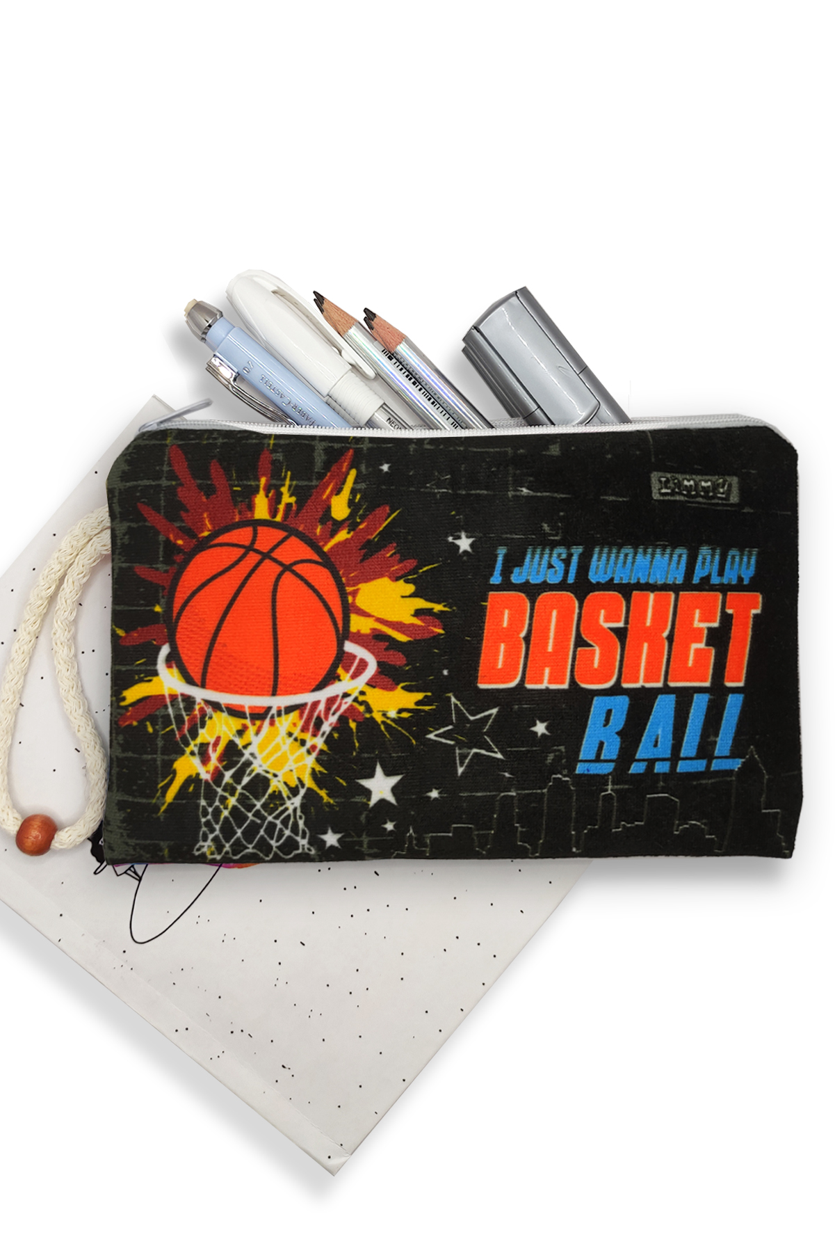 Basketbol Desenli Kalem Kutusu Yıkanabilir Bez Kalemlik