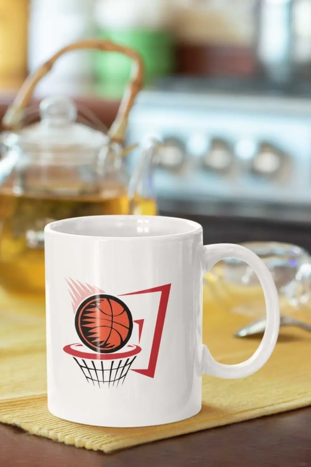 Basketbol Topu Baskılı Porselen Kupa Bardak