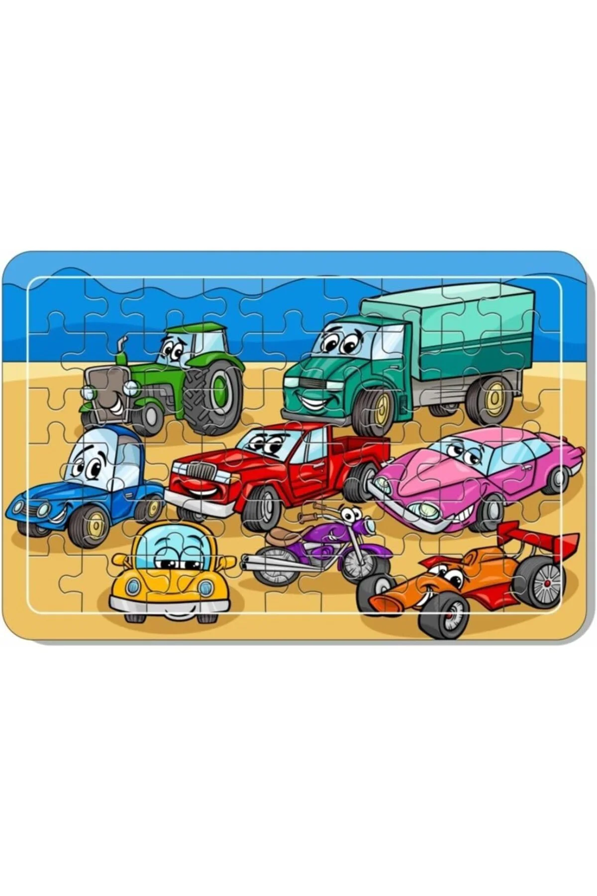 Baskı Atölyesi 54 Parça Arabalar Ahşap Puzzle
