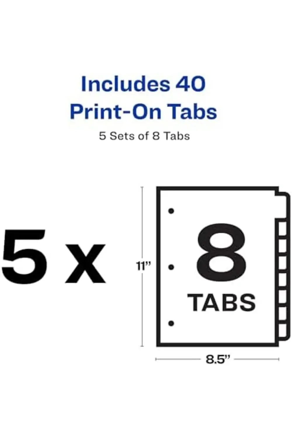 Baskı Bölücüler, Beyaz, 8 Tabs, 5 Takım (11552) 1165987