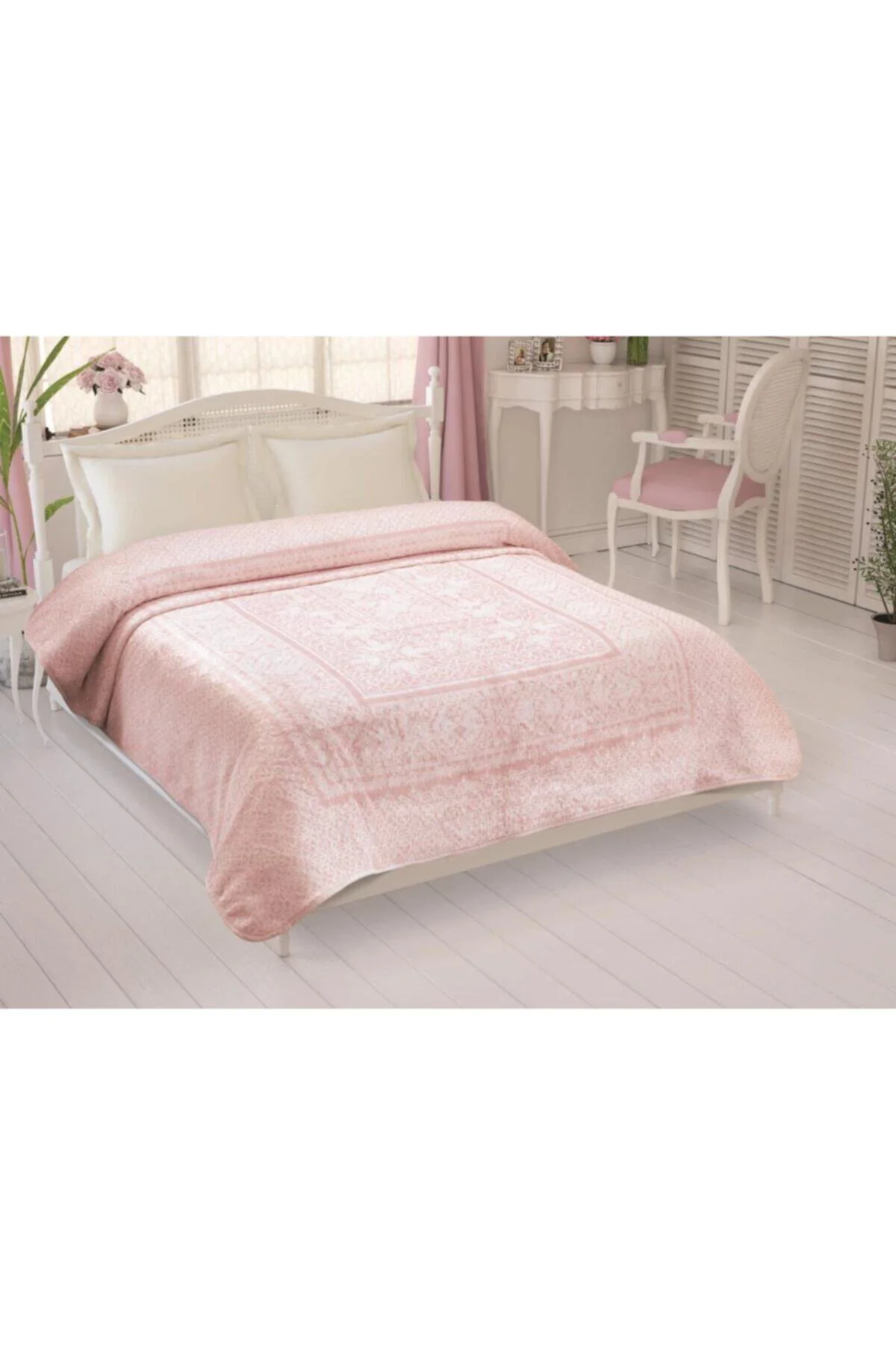 Baskılı Battaniye Fabian Pudra Tek Kişilik