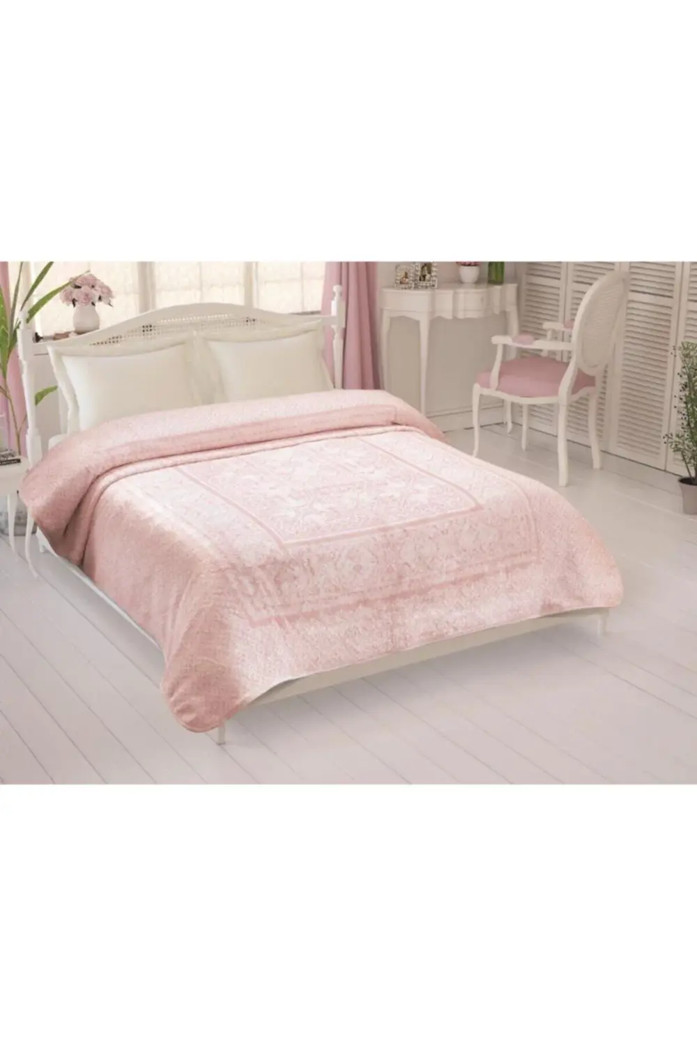 Baskılı Battaniye Fabian Pudra Tek Kişilik