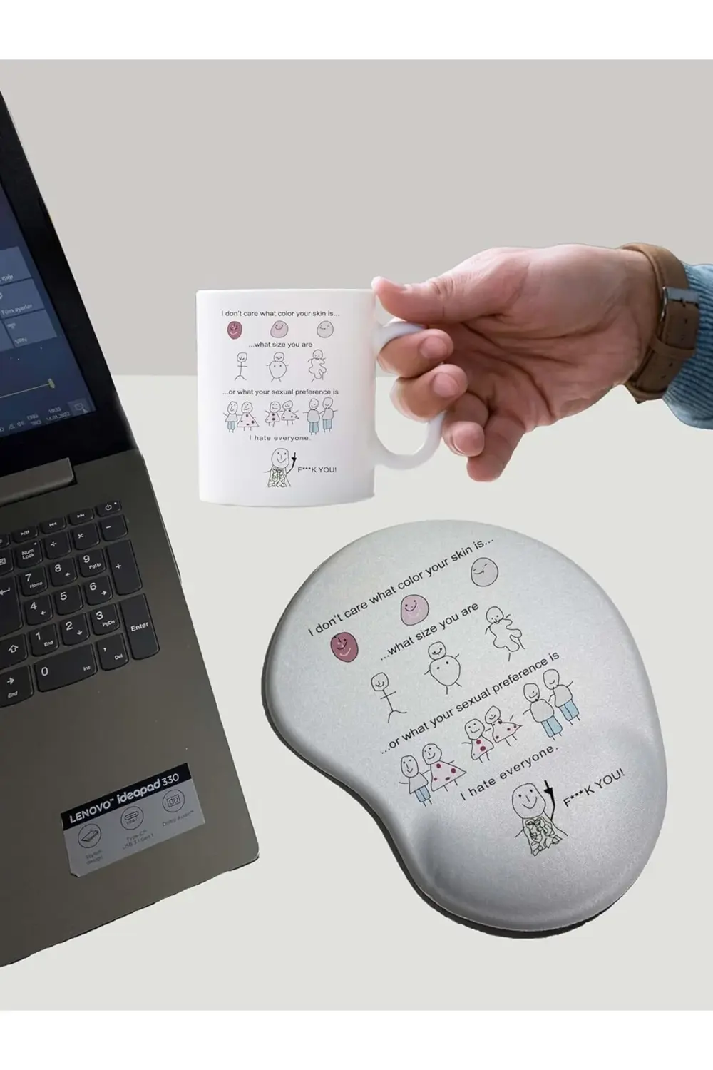 - Baskılı Kupa Bardak Mug + Bilek Destekli Mouse Pad 395519