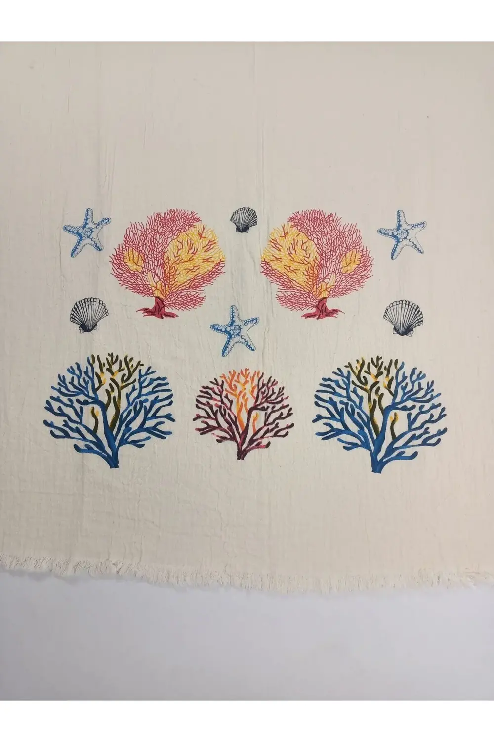 Baskılı Peştemal Kırmızı Mercan Desen