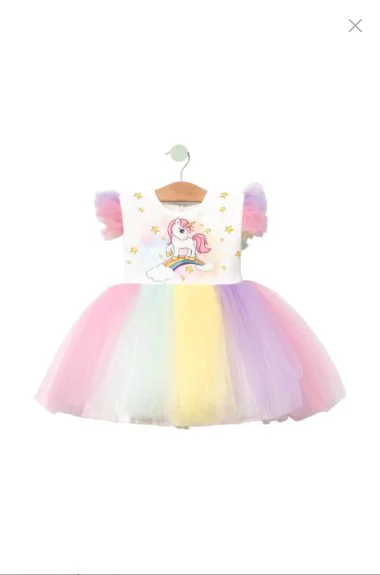 Baskılı UNICORN Kız Elbise 1/4 yaş