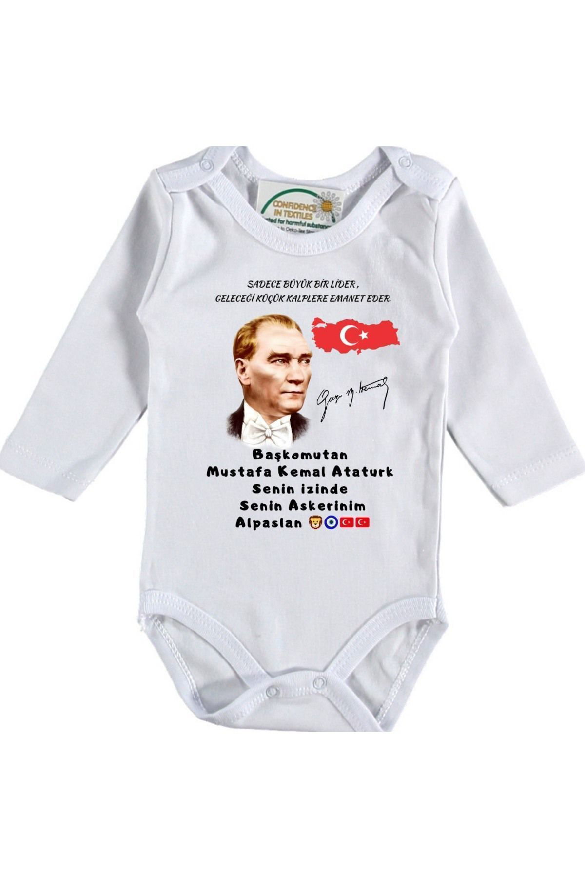 Başkomutan Mustafa Kemal Atatürk Senin Askerleriyiz Yazılı Bebek 