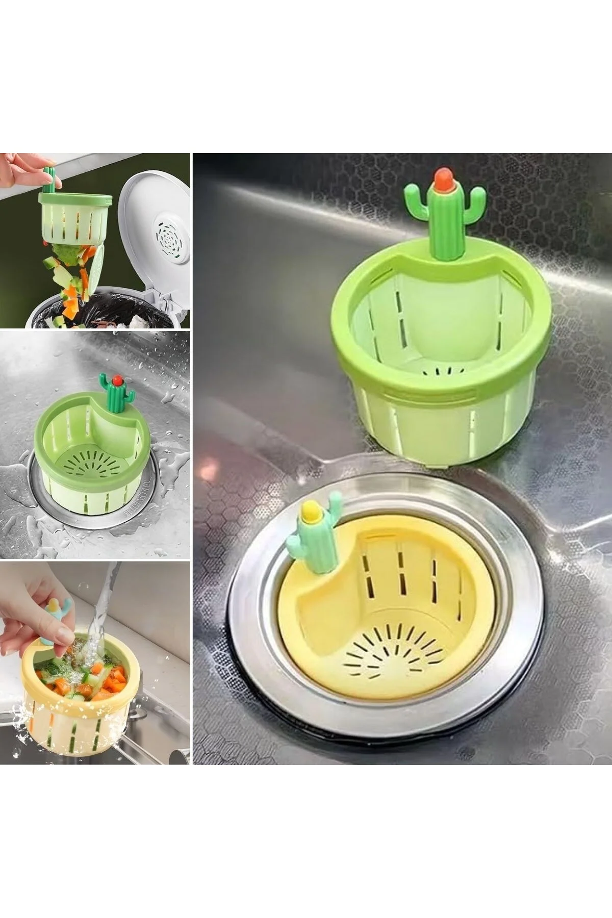 Basmalı Kaktüs Mutfak Lavabo Süzgeci – Sebze Artıkları ve Yemek Kalıntıları İçin Gider Filtresi Basmalı Kaktüs Mutfak Lavabo Süzgeci – Sebze Artıkları ve Yemek Kalıntıları İçin Gider Filtresi