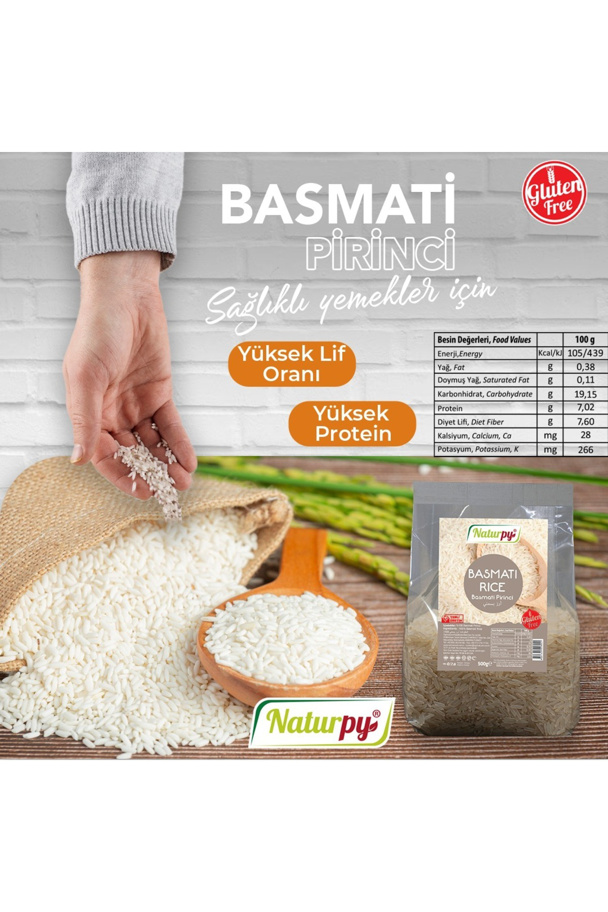 BASMATİ PİRİNÇ ( GLUTENSİZ ) 500 G