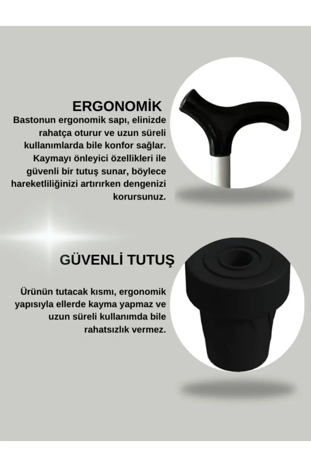 Baston Ayarlanabilir 80-100 Denge Bastonu Siyah