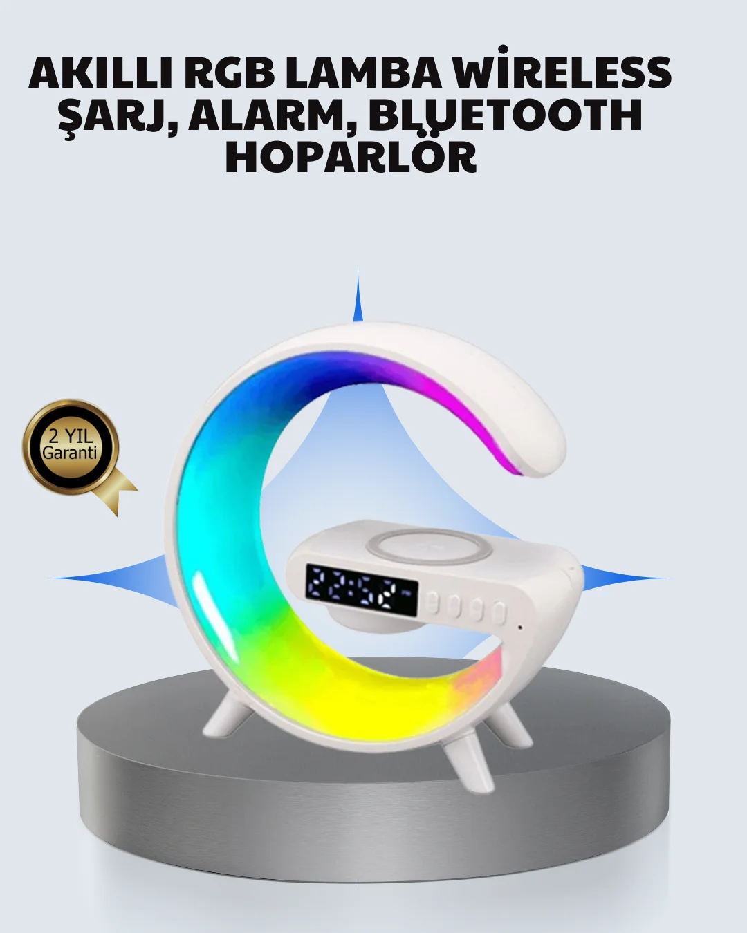 Başucu İçin Tasarlanmış Kablosuz Şarjlı Gece Lambası ve Bluetooth Ses Sistemi Başucu İçin Tasarlanmış Kablosuz Şarjlı Gece Lambası ve Bluetooth Ses Sistemi