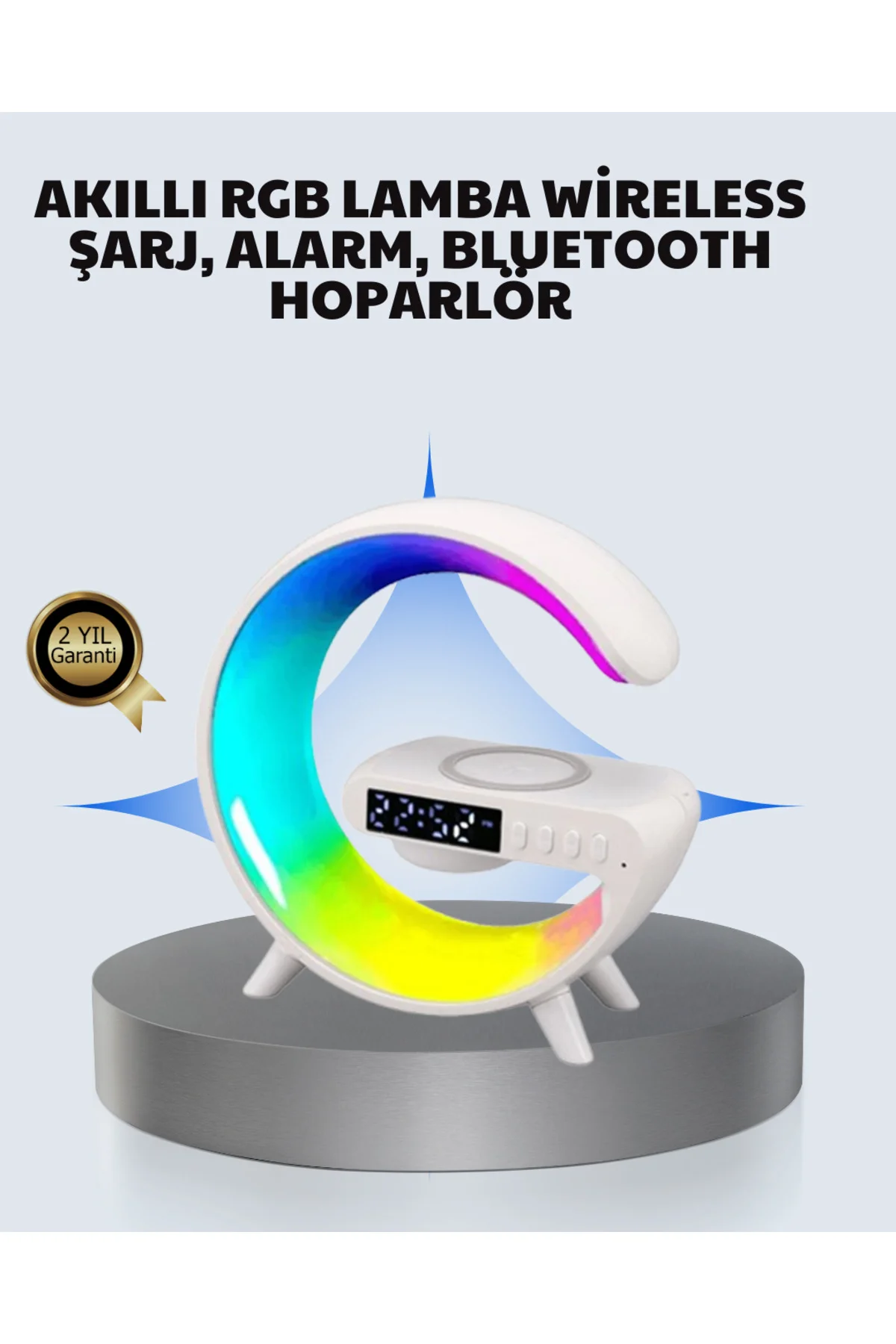 Başucu İçin Tasarlanmış Kablosuz Şarjlı Gece Lambası Ve Bluetooth Ses Sistemi
