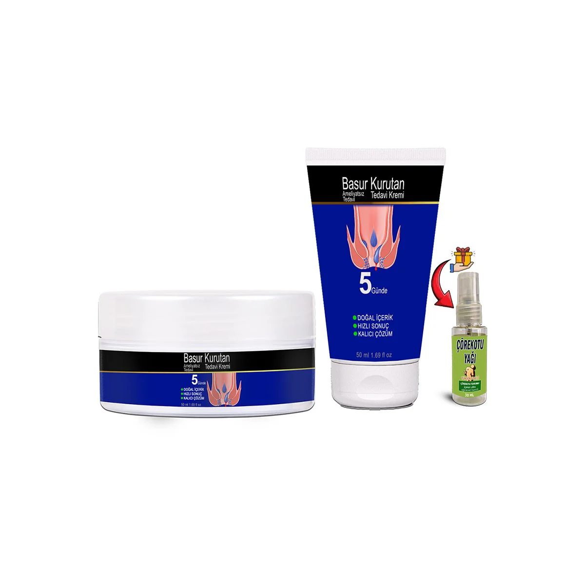 Basur Kremi – Aslanpençesi, Kestane & Hellebore Ekstraktlı Doğal Hemorid Kremi 50 ml + Çörekotu Yağı Hediye