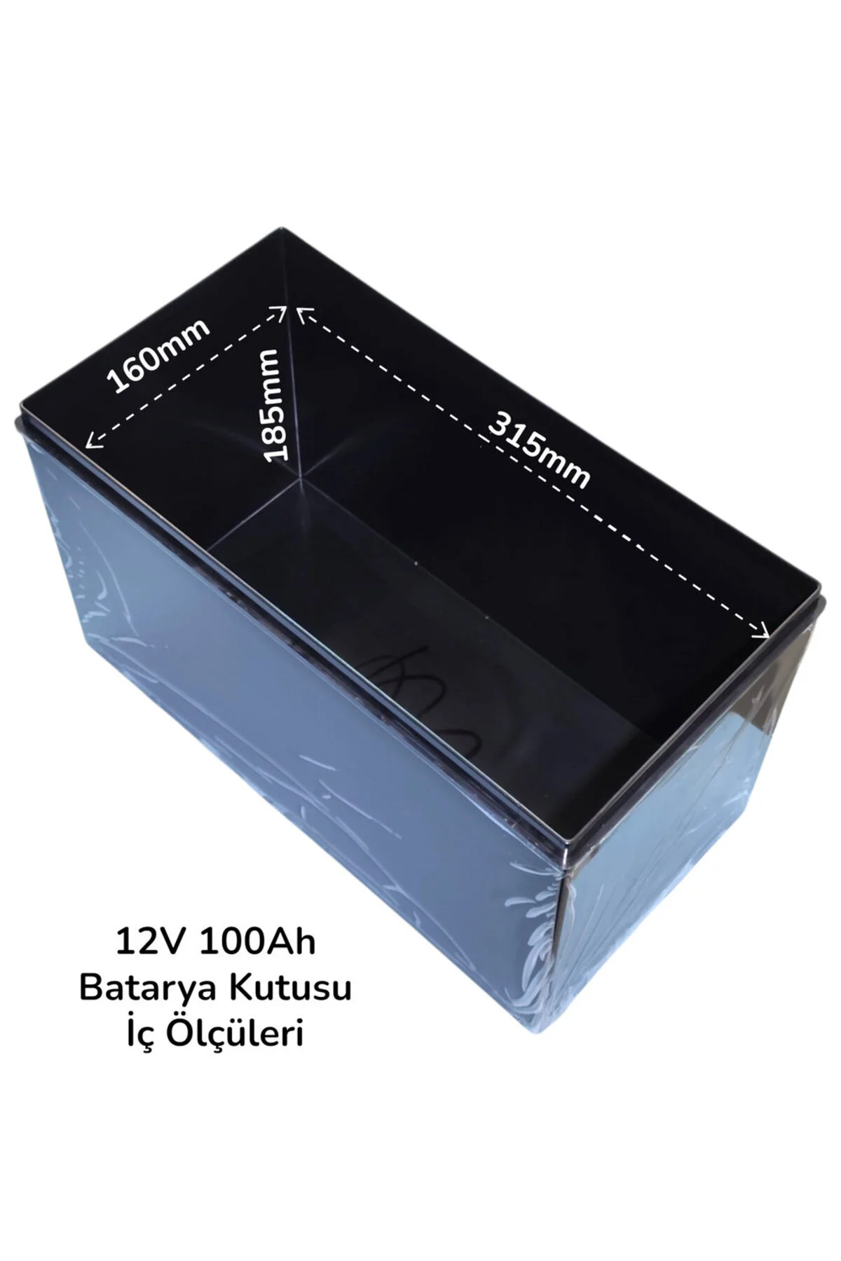 Batarya Kutusu 12V 100Ah P0S - Kapaklı Taşıma Kayışlı Batarya Muhafaza Kutusu