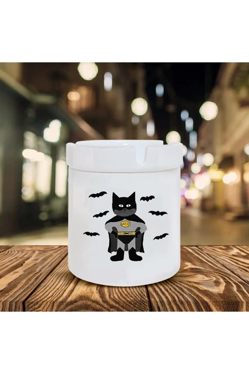 Batcat Baskılı Seramik Şık Küllük