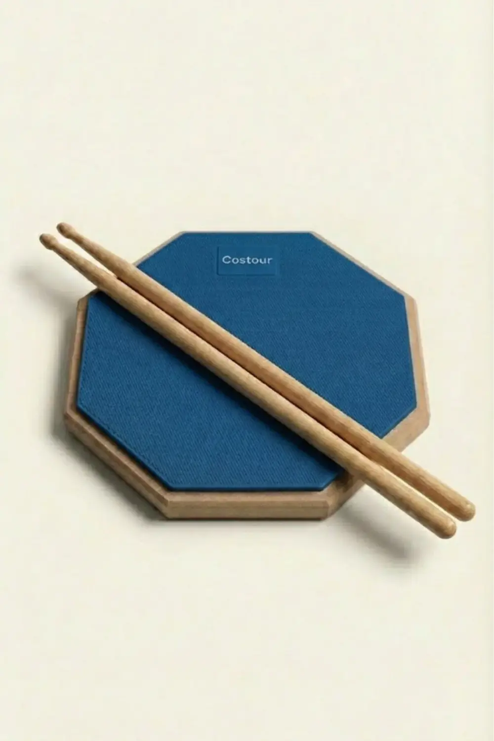 Bateri Davul Drum Pratik Çalışma Pedi Pad Mavi ( 1 Çift Baget + K