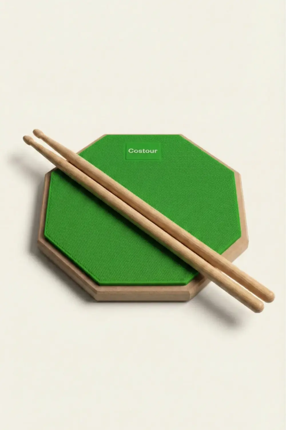 Bateri Davul Drum Pratik Çalışma Pedi Pad Yeşil ( 1 Çift Baget +