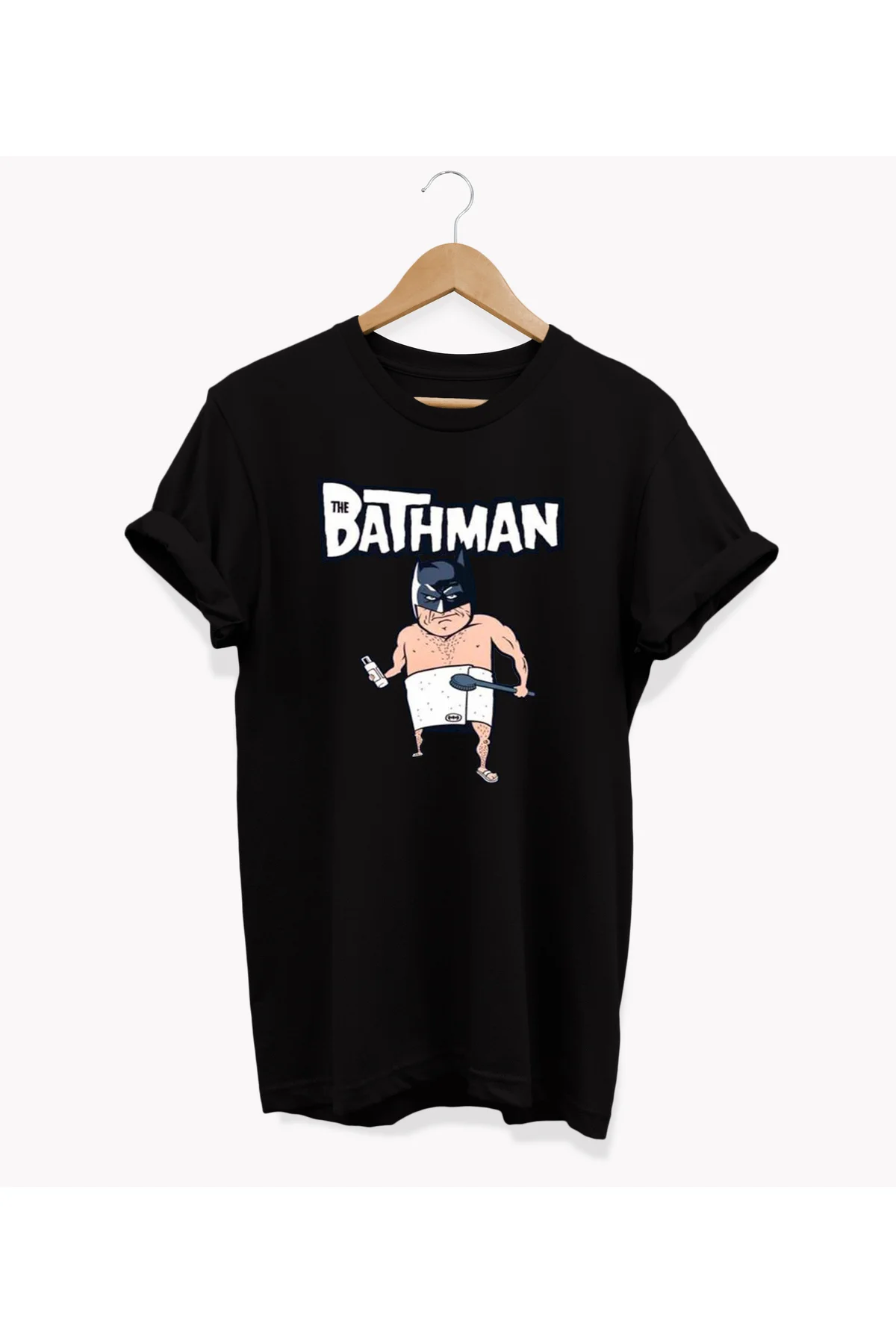 , Bathman Baskılı, %100 Pamuk, Bisiklet Yaka, Oversize T-shirt, Büyük Beden Tişört