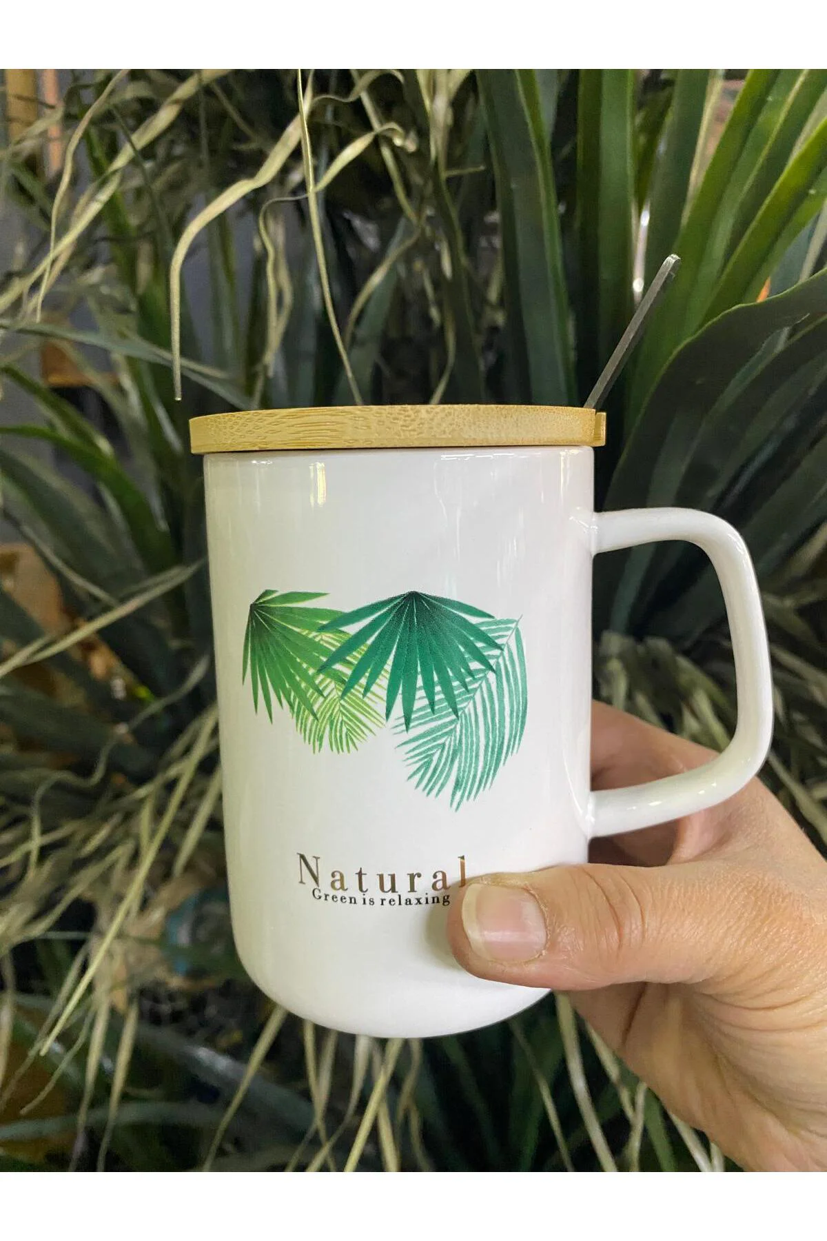 Batido Naturel Bambu Kapaklı Kupa
