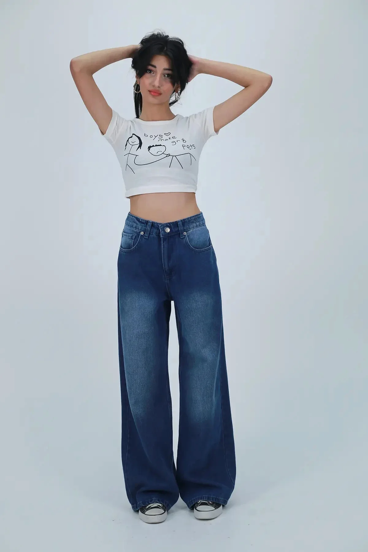 Batman Baskılı Dark Blue Baggy Jean