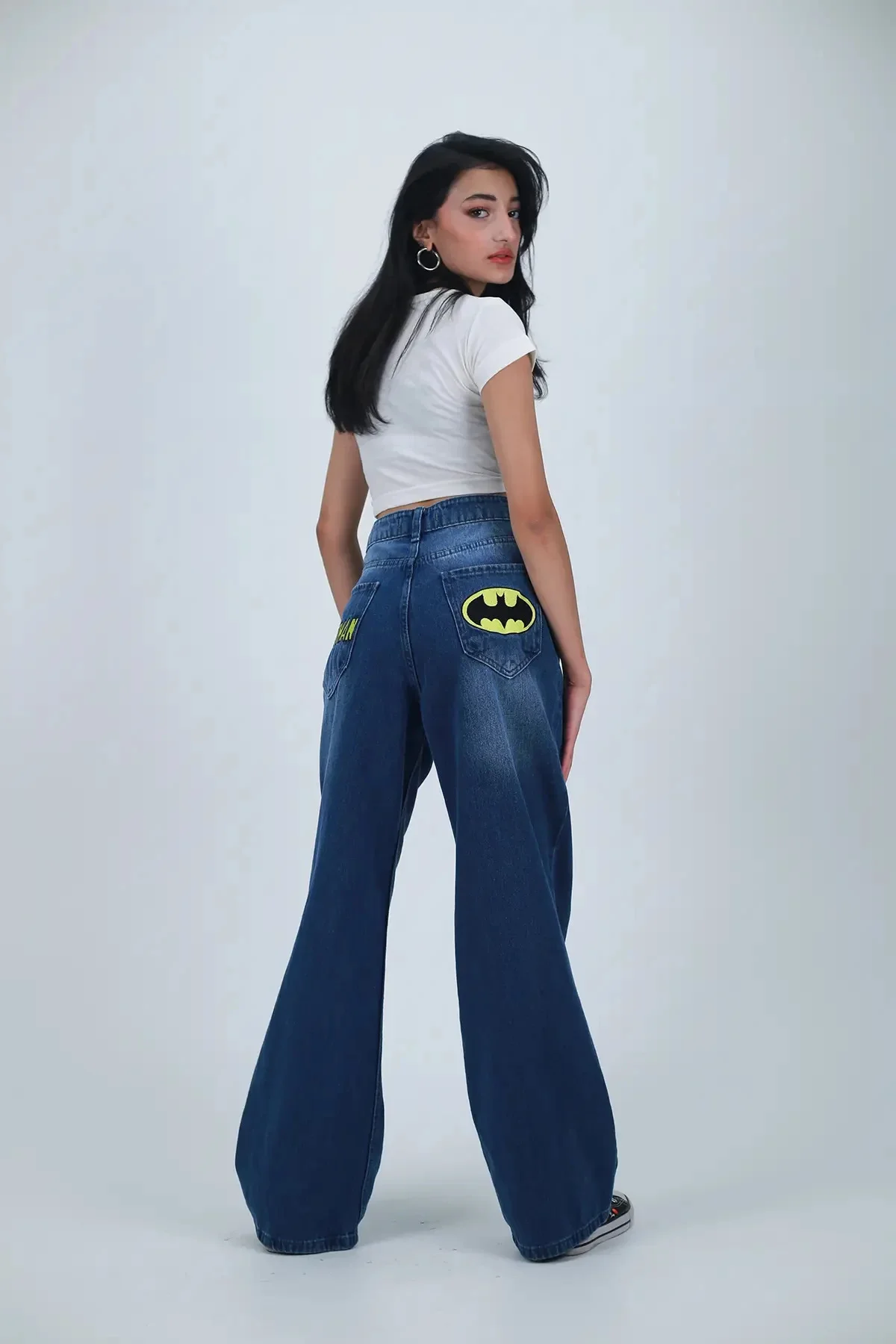 Batman Baskılı Dark Blue Baggy Jean