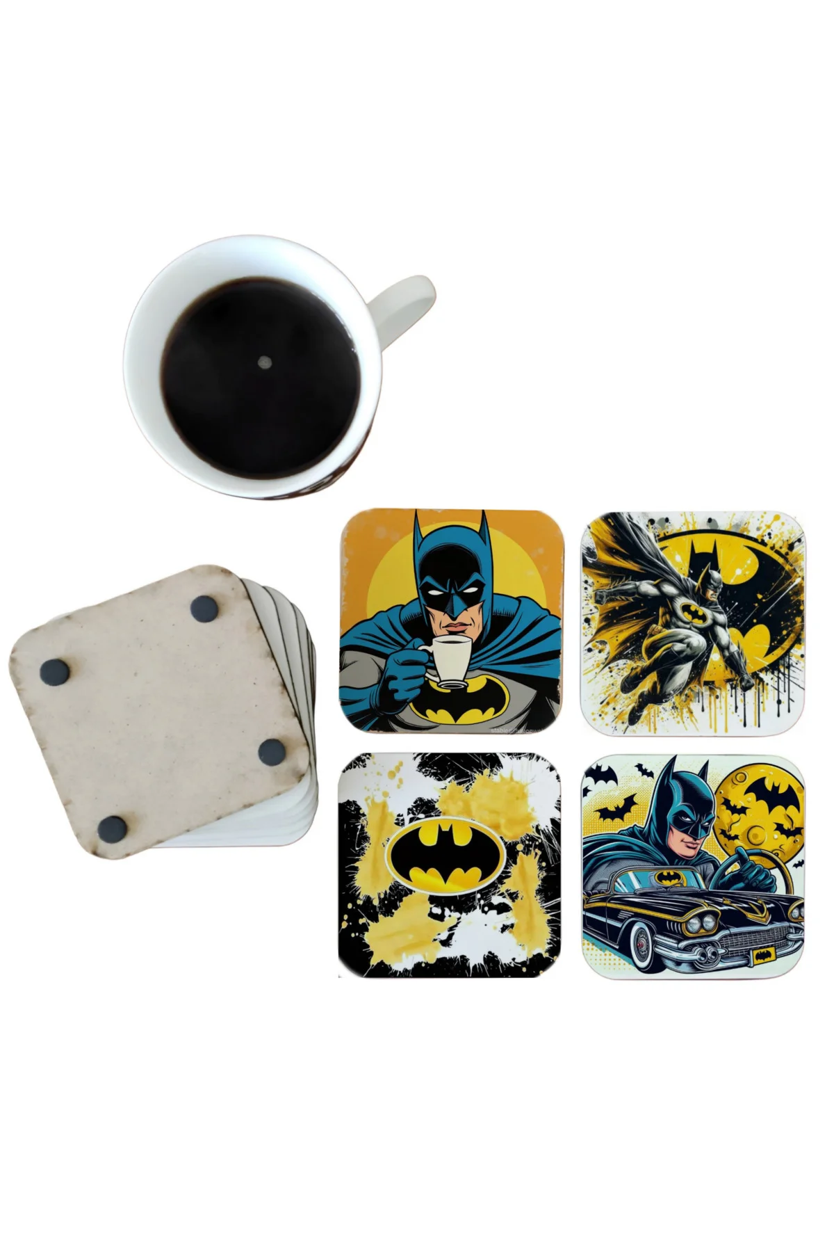 Batman Dekoratif Ahşap Bardak Altlığı Seti 0119
