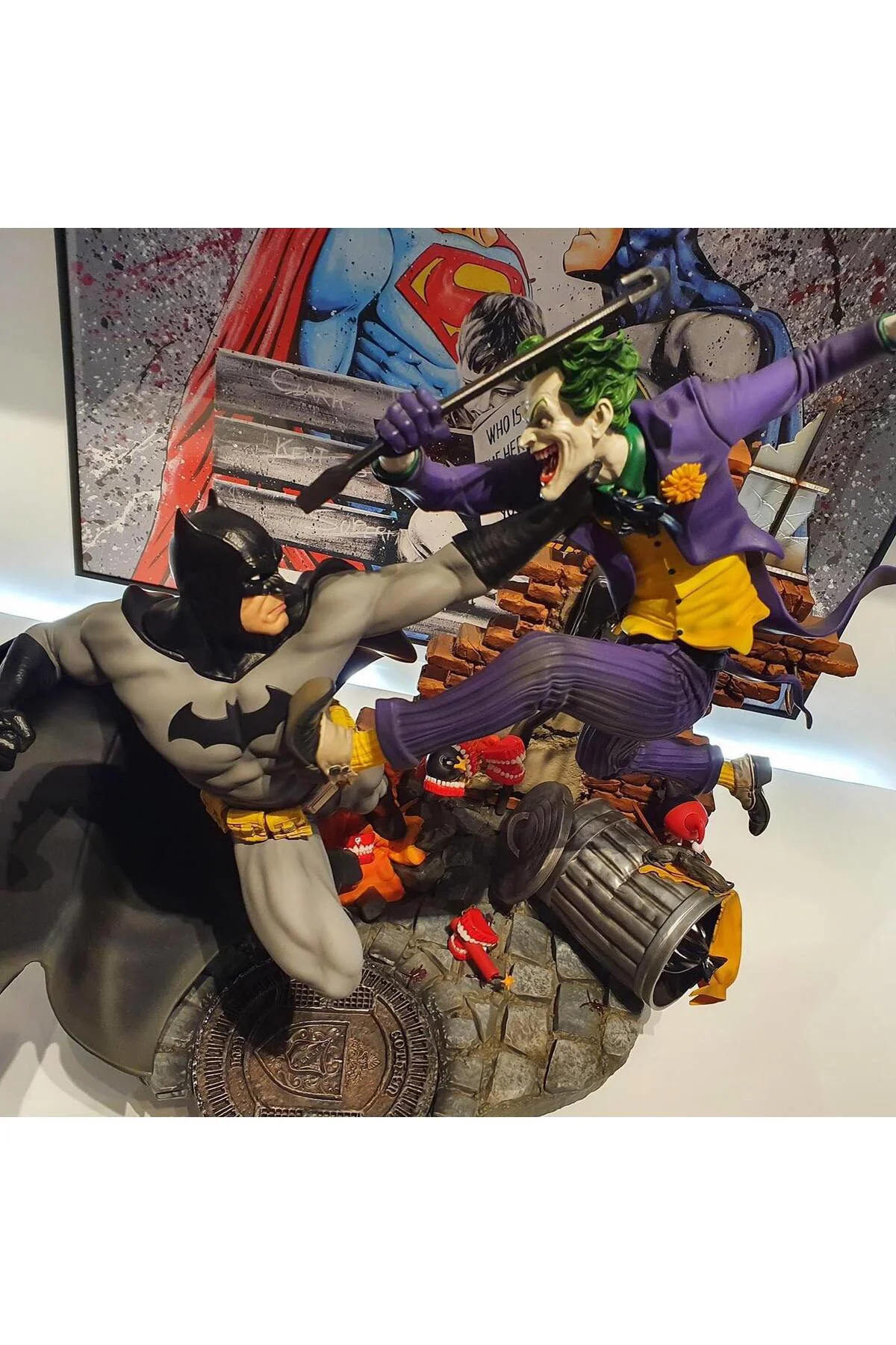 Batman vs Joker Savaşı Figür DC Batman ve Joker Kavgası Obje 25CM Büyük Boy