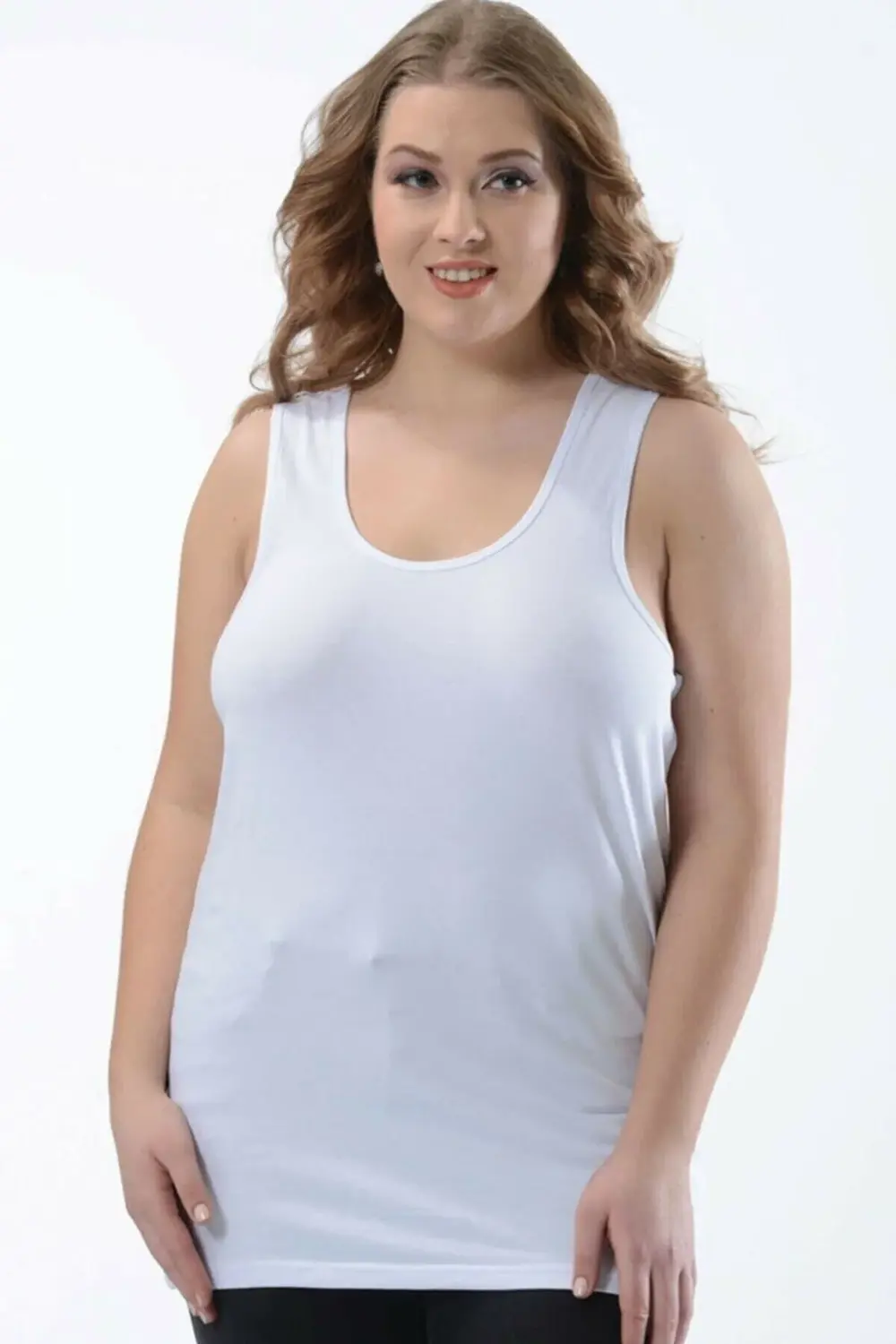 Battal Beden Bayan Atlet-beyaz