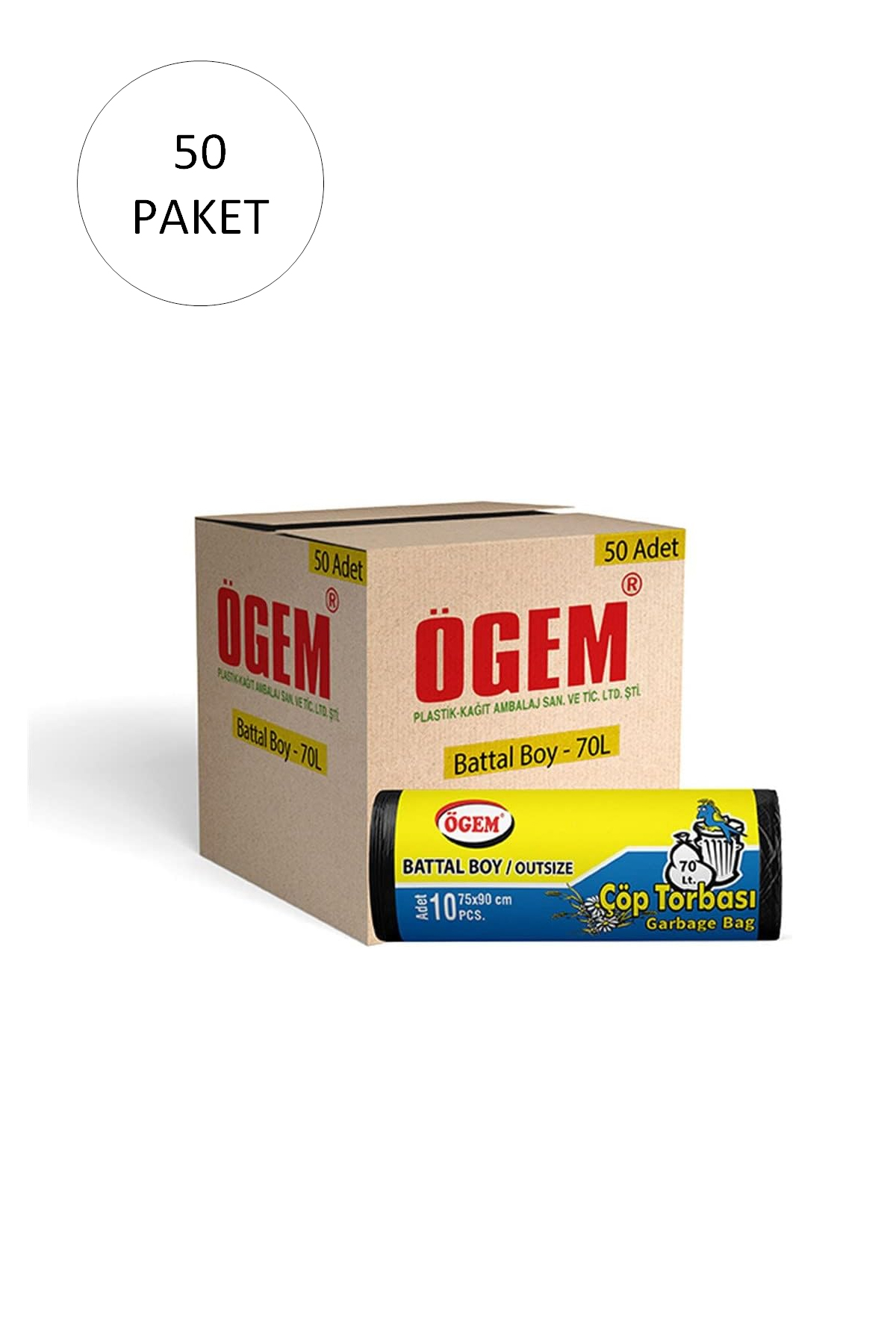 Battal Boy Çöp Torbası 75 x 90 cm 10 Lu Rulo x 50 Paket = 500 Ade