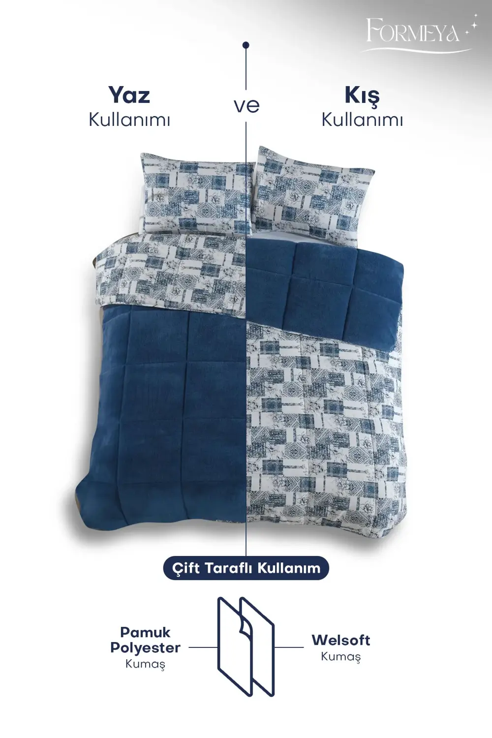 Battal Boy Lüx Wellsoft Yorgan Çift Taraflı Yastık Kılıflı 215x23