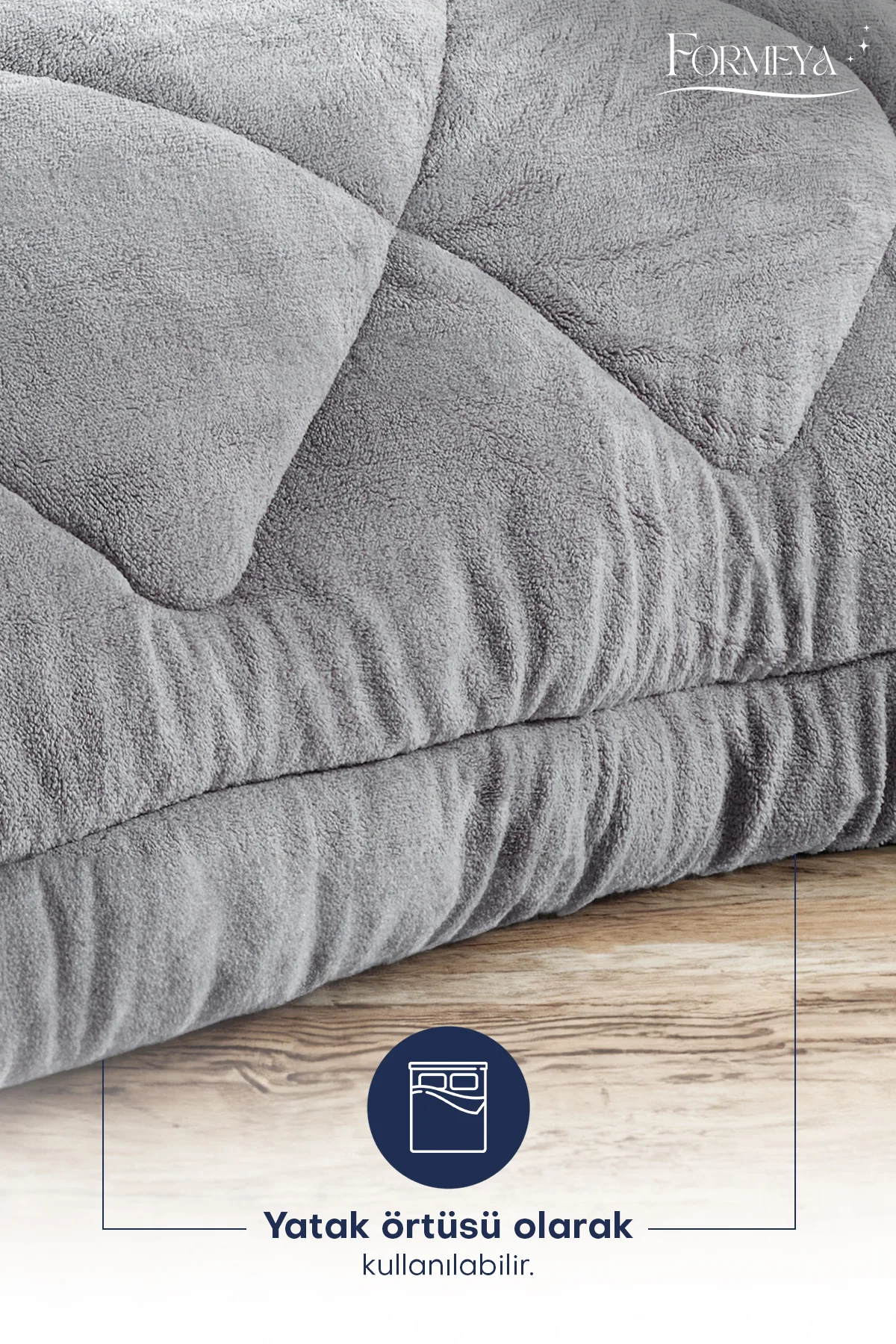 Battal Lüx Gri Çift Taraflı Wellsoft Yorgan 215 X 235 Cm